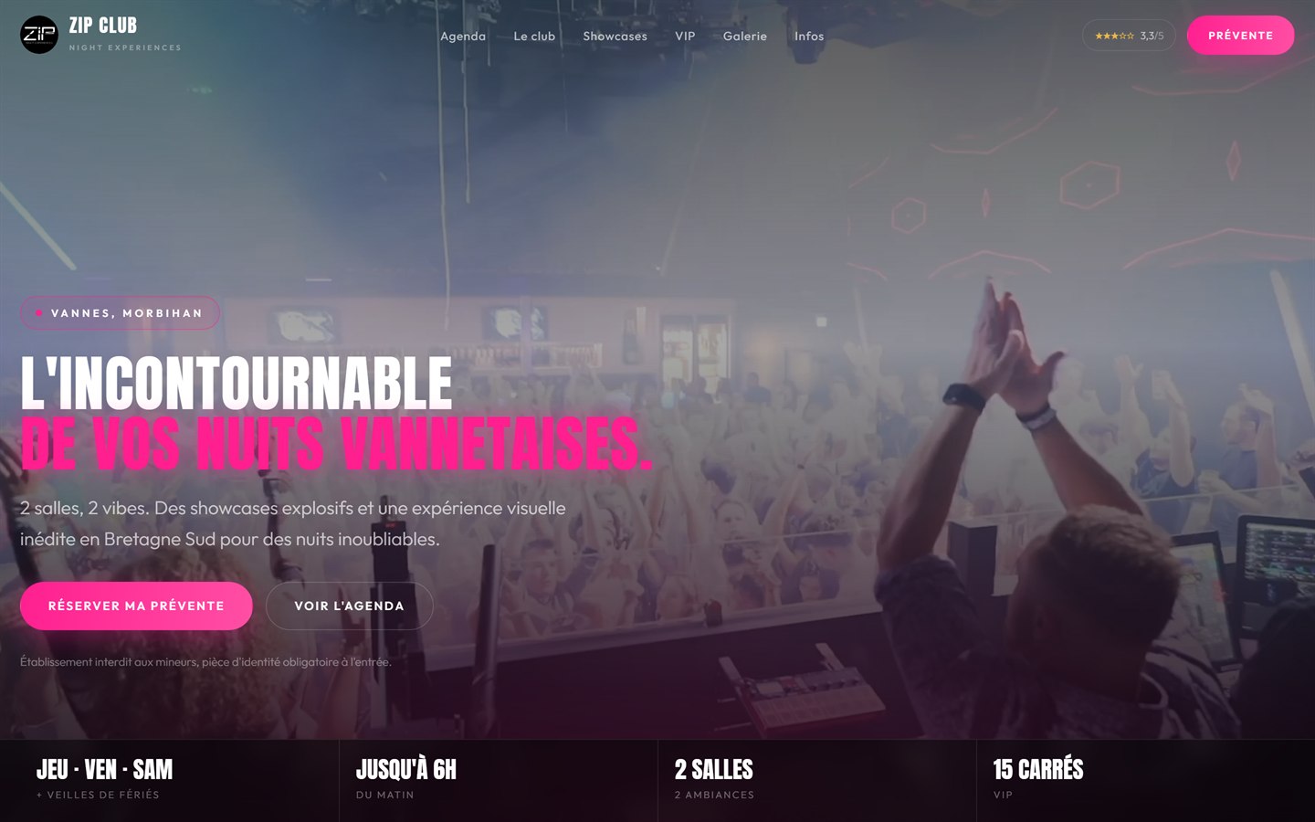 Site du Zip Club, discothèque à Vannes